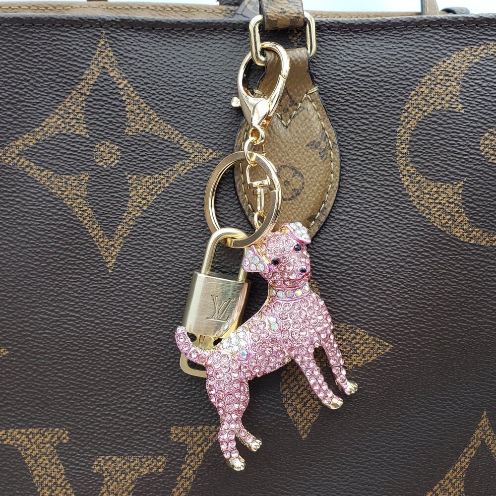 LV Gold Padlock Authentic 🔑 Luxury Bag Charm w/ Unbranded Dog Keychain